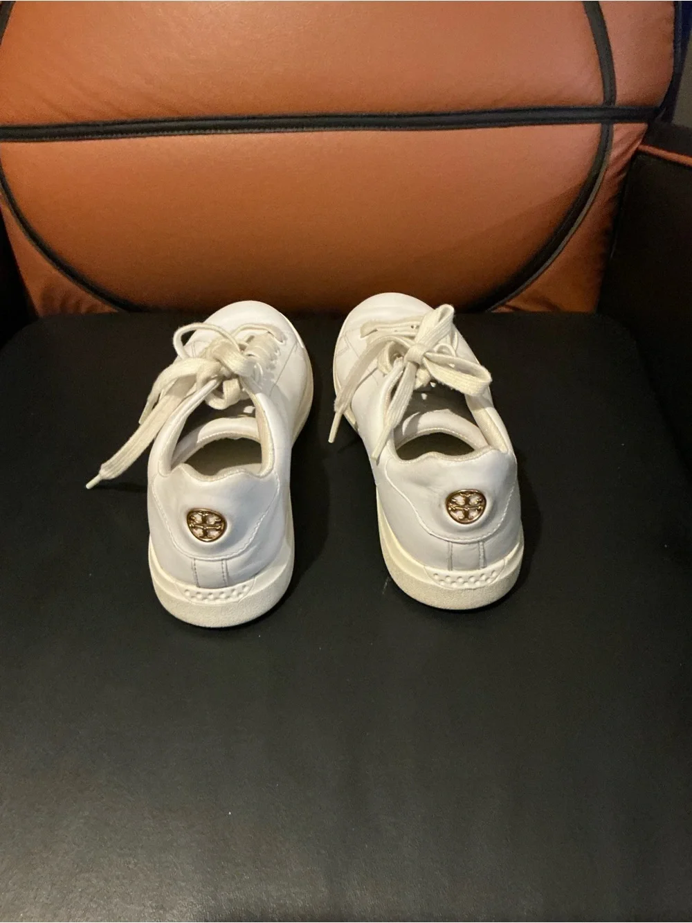 Tory Burch Men's White Low-Top Leather Sneakers
